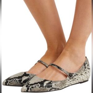 Tabitha Simmons Hermione Snake-effect Leather Point-toe Flats SZ 40 US 9.5